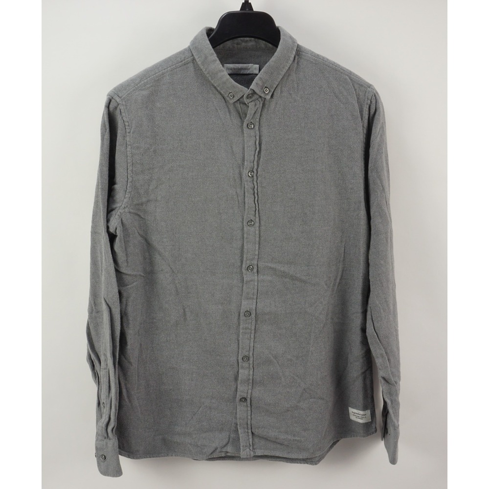 Peak Performance Ice Cotton Flannel Button Down Shirt Men's US XL Slim Fit Gray‎